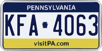 PA license plate KFA4063