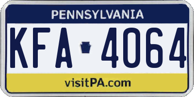 PA license plate KFA4064