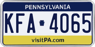 PA license plate KFA4065
