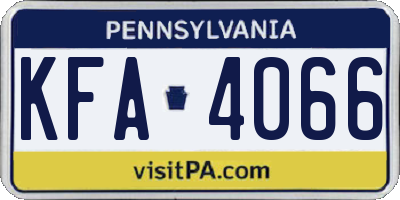 PA license plate KFA4066