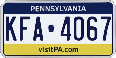 PA license plate KFA4067