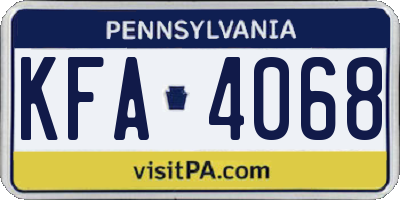 PA license plate KFA4068