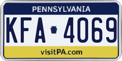 PA license plate KFA4069