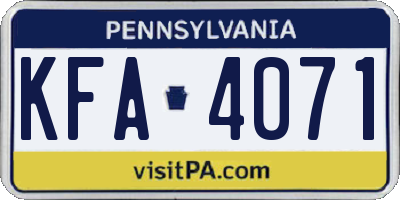 PA license plate KFA4071
