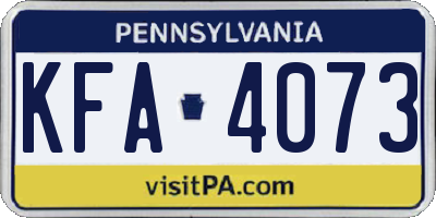 PA license plate KFA4073