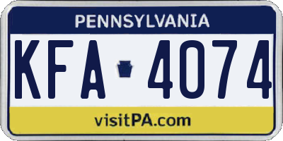 PA license plate KFA4074