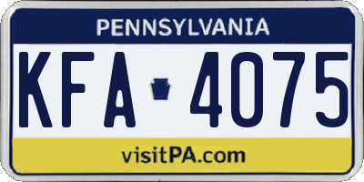 PA license plate KFA4075