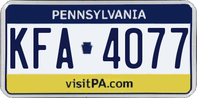 PA license plate KFA4077