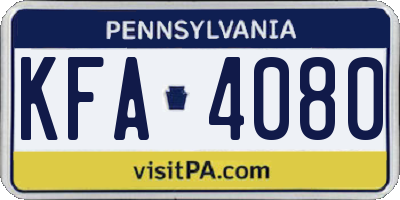 PA license plate KFA4080