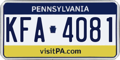 PA license plate KFA4081