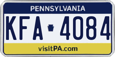 PA license plate KFA4084