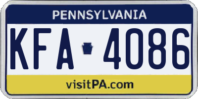 PA license plate KFA4086