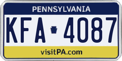 PA license plate KFA4087