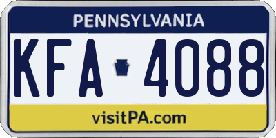 PA license plate KFA4088