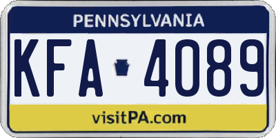 PA license plate KFA4089