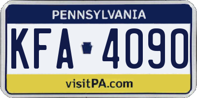 PA license plate KFA4090