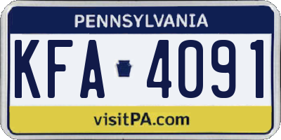 PA license plate KFA4091