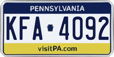 PA license plate KFA4092