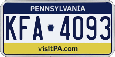 PA license plate KFA4093