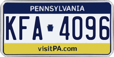 PA license plate KFA4096
