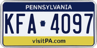 PA license plate KFA4097