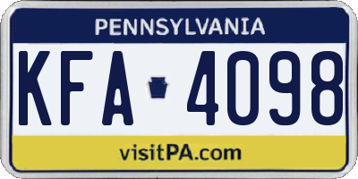 PA license plate KFA4098