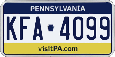 PA license plate KFA4099