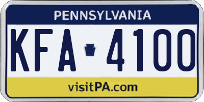 PA license plate KFA4100