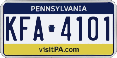 PA license plate KFA4101