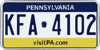 PA license plate KFA4102