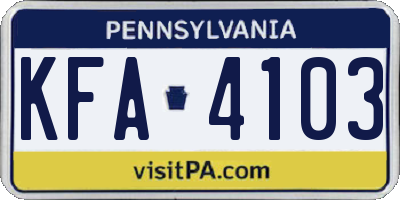 PA license plate KFA4103