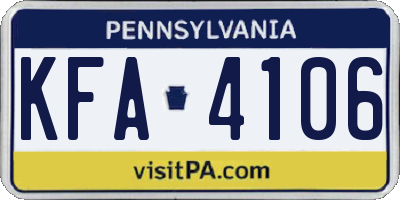 PA license plate KFA4106