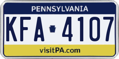 PA license plate KFA4107