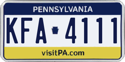 PA license plate KFA4111