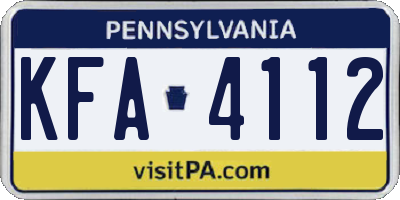 PA license plate KFA4112