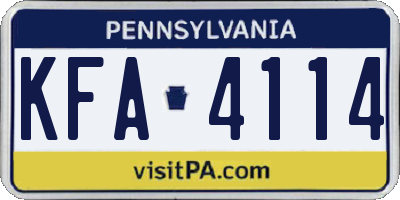 PA license plate KFA4114