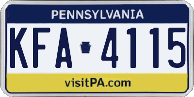 PA license plate KFA4115
