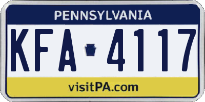 PA license plate KFA4117