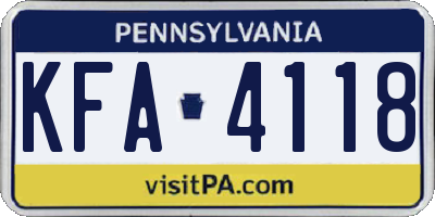 PA license plate KFA4118