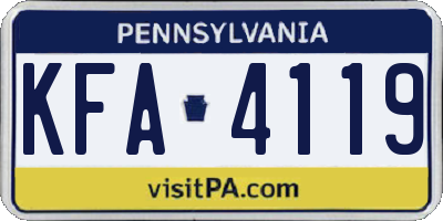 PA license plate KFA4119