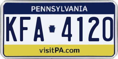 PA license plate KFA4120