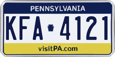 PA license plate KFA4121