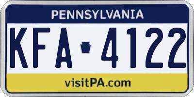 PA license plate KFA4122