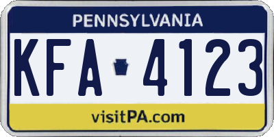 PA license plate KFA4123