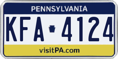 PA license plate KFA4124