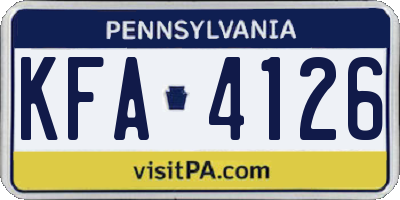 PA license plate KFA4126