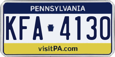 PA license plate KFA4130