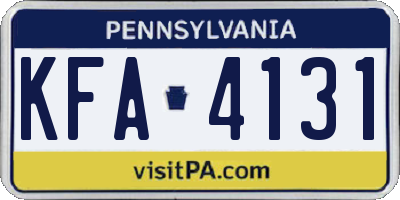 PA license plate KFA4131