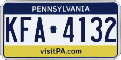 PA license plate KFA4132