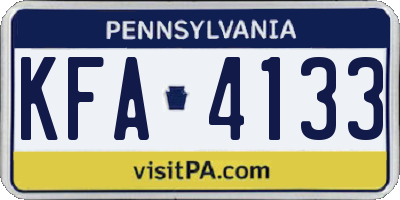 PA license plate KFA4133